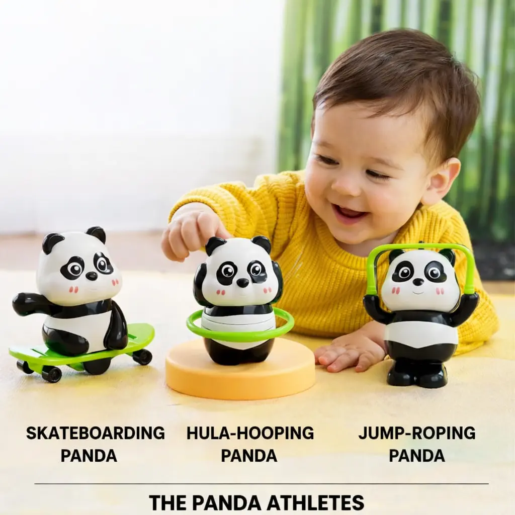 panda 1 Cute Panda Combo Toy for Kids | Rolling,Skipping,Skating (Pack of 3) - Image 1
